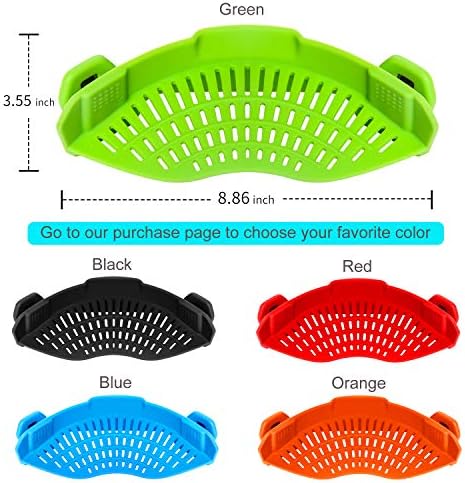 AUOON Clip On Strainer for Pots, Standard 8.86 x 3.55 in, Green - Image 2
