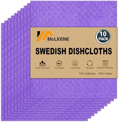 MoLKENE Swedish Dishcloths for Kitchen, 10 Pack Reusable Paper Towels by MoLKENE