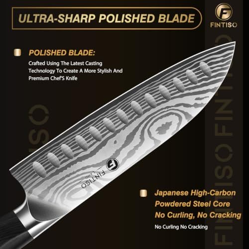 Santoku Knife 7 Inch with Sharp Japanese High Carbon Stainless Steel - Image 3