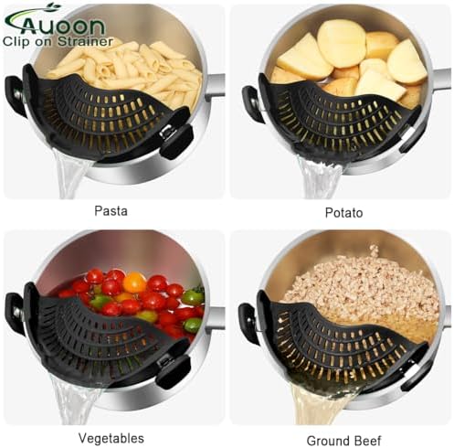 AUOON Pot Strainer Clip on Silicone, Large 10.45 x 4.33 in, Black - Image 5