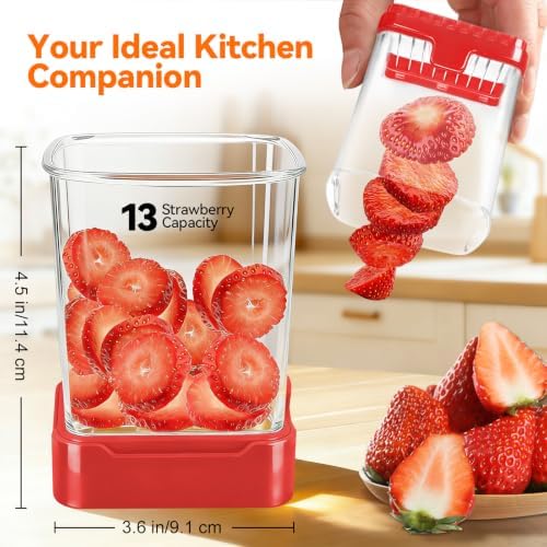 Strawberry Slicer Cup, Fruit Cutter – Quick-Slice, Meal Prep, Red - Image 2