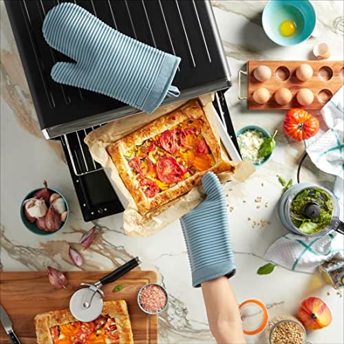 KITCHENAID Ribbed Soft Silicone Oven Mitt 2-Pack Set, 7.5"x13", Fog Blue - Image 3