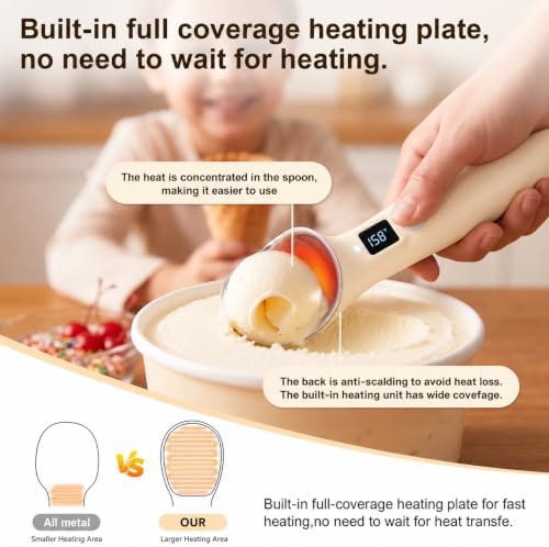 Heated Ice Cream Scoop Rechargeable, 3 Heat Settings, Electric Scooper - Image 4