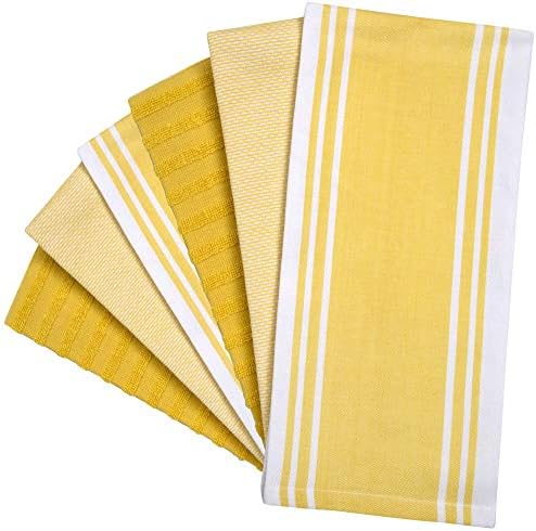 Premium Kitchen Towels 6 Pack 100% Cotton 20"x28" Dish Towels - Yellow Wide - Image 3