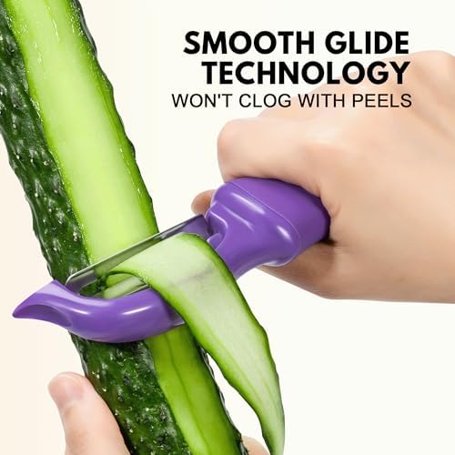 Rainspire Vegetable Peeler Potato Peelers for Kitchen, Sharp Stainless Steel Blades Veggie, Comfortable Handle Fruit Peeler, Carrot Peeler Apple Peeler Dishwasher Safe (2, Purple) - Image 4