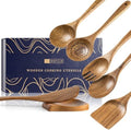 Wooden Spoons for Cooking, 7-Piece Acacia Wood Utensil Gift Set by HEFILD