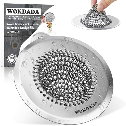 Kitchen Sink Drain Strainer,Patented Reversible Chain Mesh Basket Anti-Clog by Wokdada