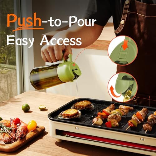 TrendPlain - Original 16oz/470ml Olive Oil Dispenser Bottle for Kitchen Gadgets and Air Fryer Accessories - Olive Oil Sprayer for Cooking w/Stickers - Green - Image 5