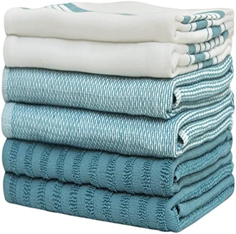 Premium Kitchen Towels 6 Pack 100% Cotton, 20"x28" Dish Towels - Aqua - Image 6