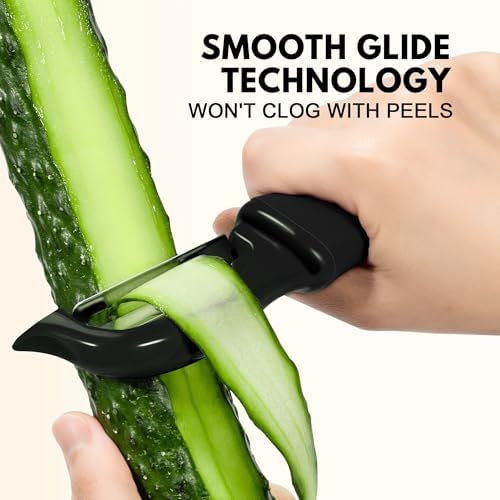 Swivel Vegetable Peeler Soft Comfort Handle Sturdy Long-Lasting 2Pcs Black - Image 4