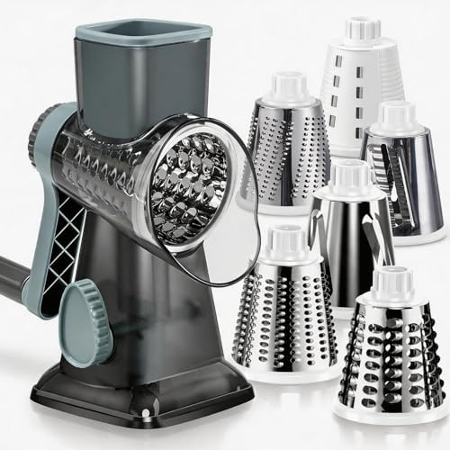 KEOUKE Rotary Cheese Grater, Hand Crank Shredder Slicer, Snow Cone Maker by KEOUKE