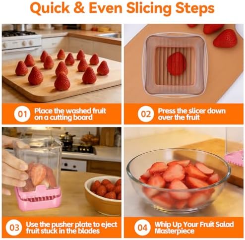 Strawberry Slicer Cup, Fruit Cutter – Quick-Slice, Meal Prep, Pink - Image 4