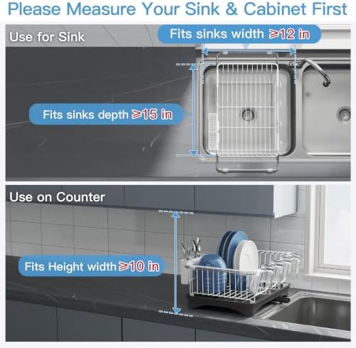 JASIWAY White Dish Drying Rack in Sink with Drainboard and Utensil Holder - Image 3