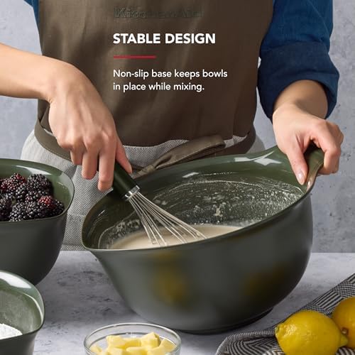 KitchenAid Universal Nesting Plastic Mixing Bowls, Set of 3, 2.5_quart, 3.5 quart, 4.5 quart, Evergreen (Pack of 2) - Image 4