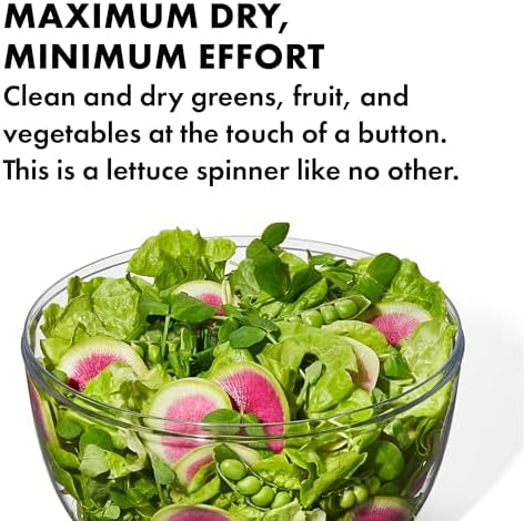 OXO Good Grips Salad Spinner | Lettuce Spinner | Fruit Washer | Fruit Washing Bowl with Strainer | Vegetable Cleaner | Salad Cleaner | Lettuce Washer | 6.22 Quart Capacity (Pack of 4) - Image 5