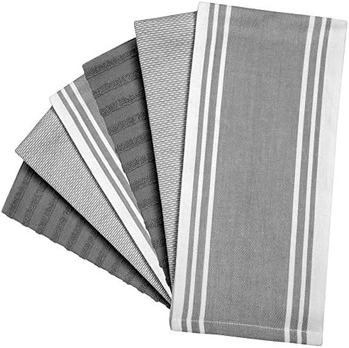 Premium Kitchen Towels 6 Pack 100% Cotton 20"x28" Dish Towels - Grey Wide - Image 3