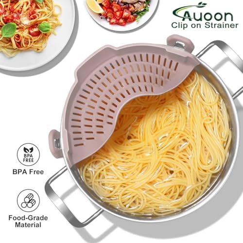 AUOON Pot Strainer Clip on Silicone, Large 10.45 x 4.33 in, Almond Rose - Image 2