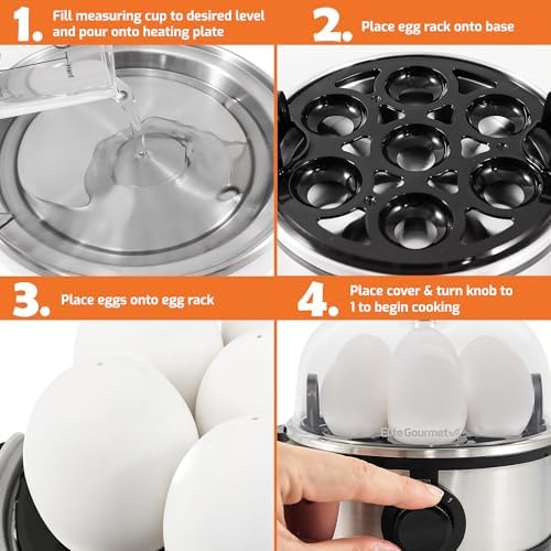 Elite Gourmet 7-Egg Egg Boiler & Cooker, Poacher/Omelet Maker, BPA-Free - Image 3