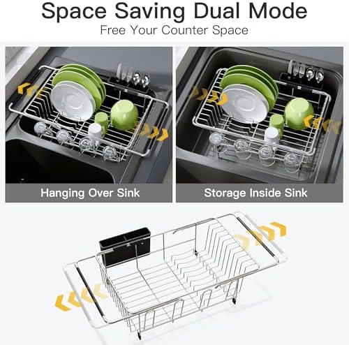 JASIWAY Dish Drying Rack in Sink, Dish Drainer with Cup and Utensil Holder - Image 2