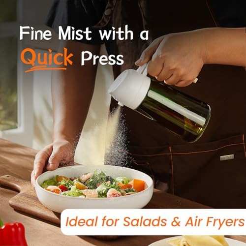 TrendPlain - Original 16oz/470ml Olive Oil Dispenser Bottle for Kitchen Gadgets and Air Fryer Accessories - Olive Oil Sprayer for Cooking w/Stickers - White - Image 3