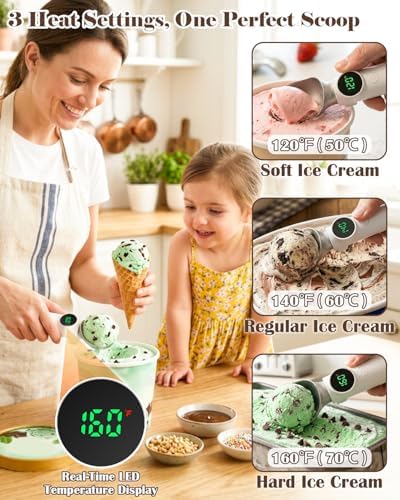 Heated Ice Cream Scoop Rechargeable, Electric Scooper with Drip-Proof Stand - Image 3