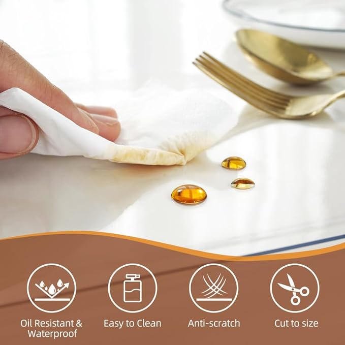Warmstar Clear Table Cover Protector 44 x 96 Inch,1.5mm Thick Plastic Table Cover Rectangle,PVC Clear Table Protector,Desk Protector Mat for Kitchen, Dresser, Writing Desk，Dining Room Table