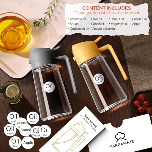 YARRAMATE 16 oz 2-in-1 Glass Olive Oil Sprayer for Cooking, Grey - Image 2