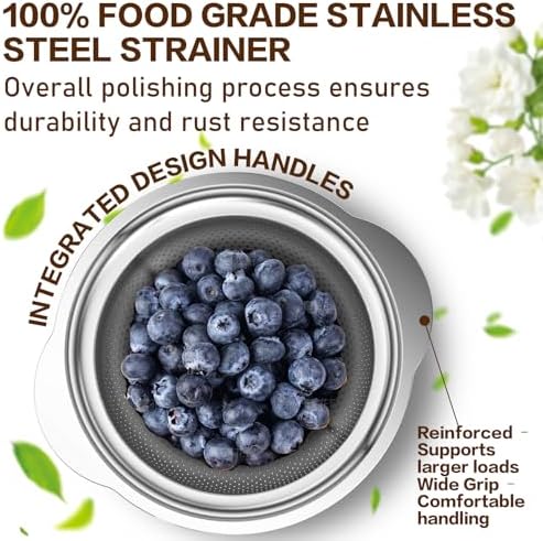 Stainless Steel Colander for Kitchen, Strainers and Colanders, 5-3-2 Qt - Image 3