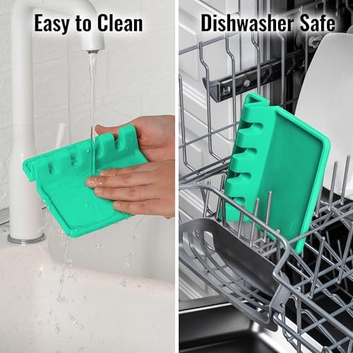 Zulay Kitchen Silicone Utensil Rest with Drip Pad for Multiple Utensils - BPA-Free, Heat-Resistant Spoon Rest & Spoon Holder for Stove Top - Kitchen Utensil Holder for Ladles & Tongs - Carnival Grass - Image 6