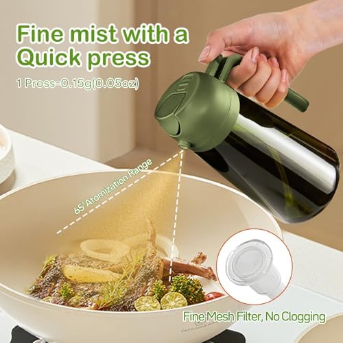 YARRAMATE 16 oz 2-in-1 Dark Glass Oil Sprayer & Dispenser, BlackOliveGreen - Image 5