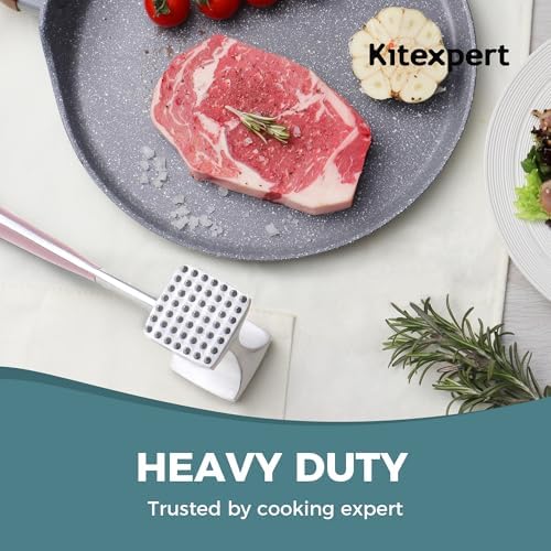 KITEXPERT Meat Tenderizer Hammer with Comfortable-Grip Handle, Dual-side Mallet for Kitchen, Heavy Duty Pounder For Tenderizing Steak, Beef and Fish, Pink - Image 5