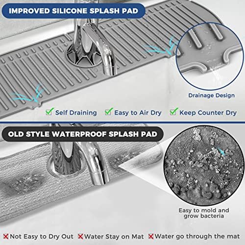 XXL Silicone Faucet Handle Drip Catcher Tray Mat, Large Silicone Faucet Mat, Dish Soap Sponge Holder for Kitchen Sink Accessories, Drying Mat for Kitchen Counter & Bathroom Kitchen Sink Splash Guard - Image 6