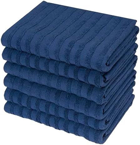 Premium Kitchen Towels 6 Pack 100% Cotton, 20"x28" - Blue Solid - Image 5
