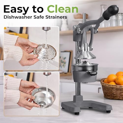 Zulay Kitchen Cast Iron Juicer, Orange Manual Juicer, Citrus Press, Grey - Image 5