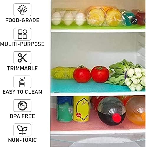 Aiosscd 15PCS Shelf Mats Refrigerator Liners Washable Refrigerator Pads Fridge Mats Drawer Placemats Home Kitchen Gadgets Accessories Organization for Top Freezer(5green+5pink+5blue) - Image 2