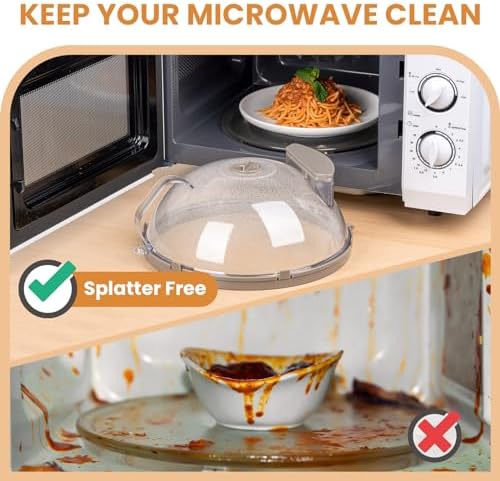 Microwave Splatter Cover with Water Steamer, Integrated Handle, 10 Inch - Image 2