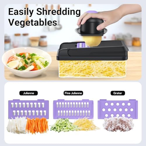 15-in-1 Vegetable Chopper with 10 Blades, Food Veggie Cutter, Purple - Image 6