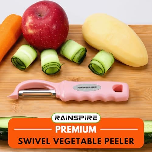 Rainspire Vegetable Peeler Potato Peelers for Kitchen, Sharp Stainless Steel Blades Veggie, Comfortable Handle Fruit Peeler, Carrot Peeler Apple Peeler Dishwasher Safe (2, Pink) - Image 7