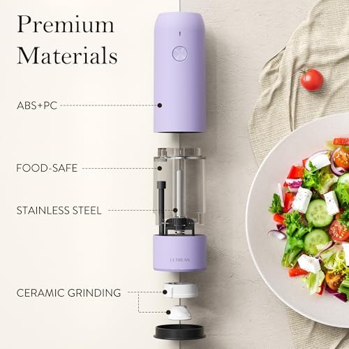 Ultrean Electric Salt and Pepper Grinder Set, Rechargeable,Purple - Image 5
