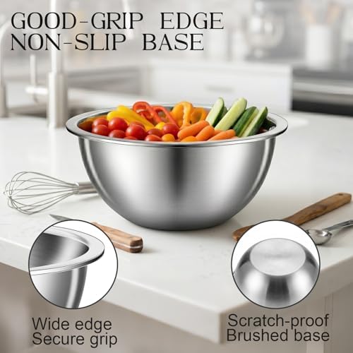 DUTZUN Kitchen Gadgets, Stainless Steel Mixing Bowls & Colander Strainer - Image 3