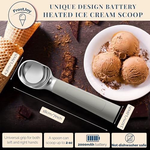 Heated Ice Cream Scoop Rechargeable, Electric Warming Ice Cream Scooper with LED Display, Heats to 158°F for Hard Ice Cream, Easy for Seniors & Kids, IP67 Waterproof (Grey, 2 oz) - Image 4