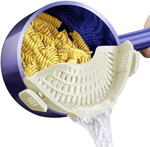 AUOON Pasta Strainer Clip on Silicone, Standard 8.86 x 3.55 in, White by AUOON
