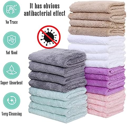 24 Pack Kitchen Dishcloths - Does Not Shed Fluff - Reusable Dish Towels, Dish cloths, Super Absorbent Coral Fleece Cleaning Cloths, Nonstick Oil Washable Fast Drying, 10 x 10 Inch (Multicolor) - Image 3