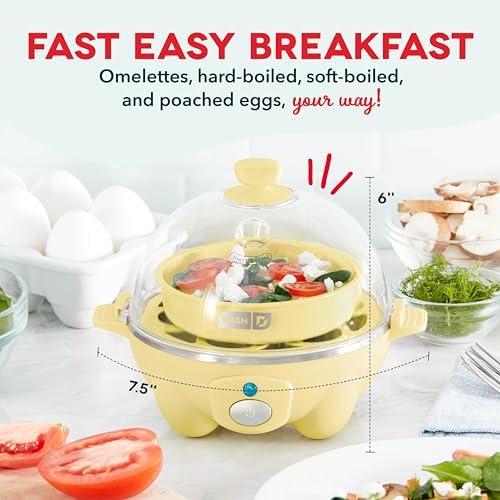 Dash Rapid Egg Cooker - Boiler, Poacher & Steamer - Includes Measuring & Recipe Guide - Dishwasher Safe - Holds 7 Eggs, Yellow - Image 2