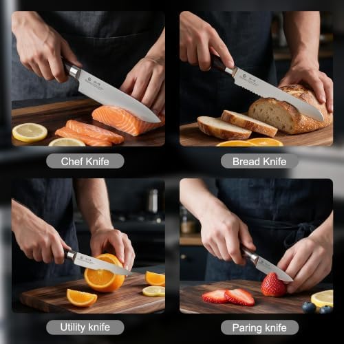 imarku 18-Piece Japanese Santoku Stainless Steel Knife Set with Block - Image 6