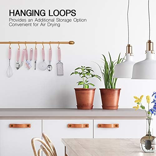 COOK WITH COLOR Kitchen Gadget Set Stainless Steel Utensils with Soft Touch Handles, 7 Pieces, Stainless Steel Pink - Image 6