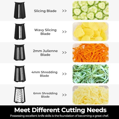SUSTEAS Rotary Cheese Grater 5 Blades,Kitchen Mandoline Vegetable Slicer - Image 4