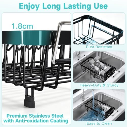 JASIWAY Black Mini Over the Sink Dish Drying Rack for Compact Apartment, RV - Image 6