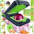 15-in-1 Vegetable Chopper with 10 Blades, Food Veggie Cutter, Green by SpaceHacks