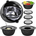 4-1 Colander with Bowl Set - Pasta Strainer - Colander for Kitchen - Strainers and Colanders Rice Strainer Fruit Cleaner Veggie Wash Sink Strainer Kitchen Essentials - Black by Balavina
